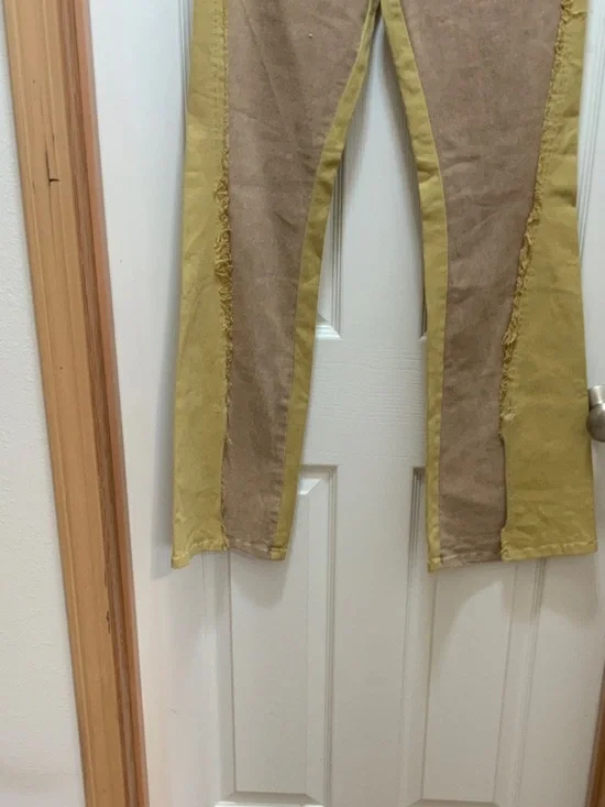 Two-Tone Tan & Mustard Women’s Jeans - Picture 2 of 8